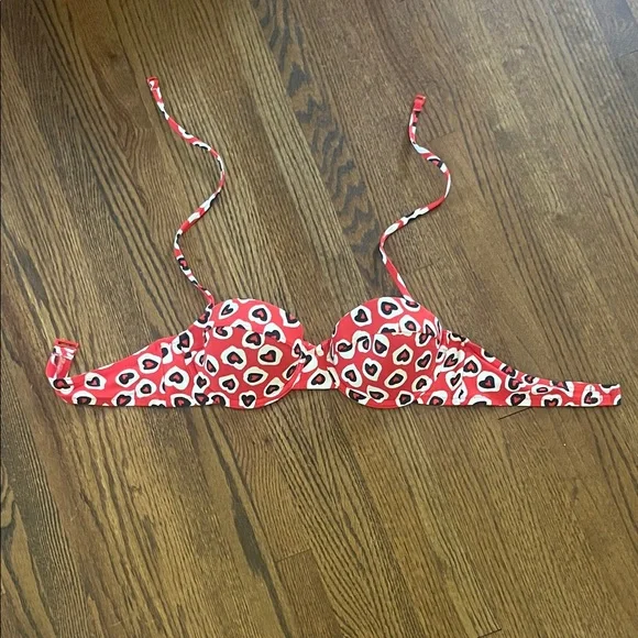J. Crew Heart Print Bikini Top, 32B - Picture 1 of 4